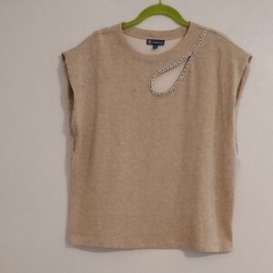 Democracy Beige Ribbed Top